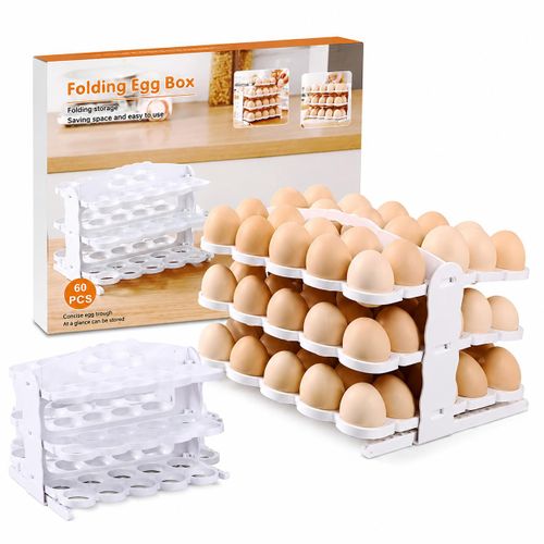 60 Eggs Capacity Foldable Refrigerator Egg Organizer Folding Egg Storage Box
