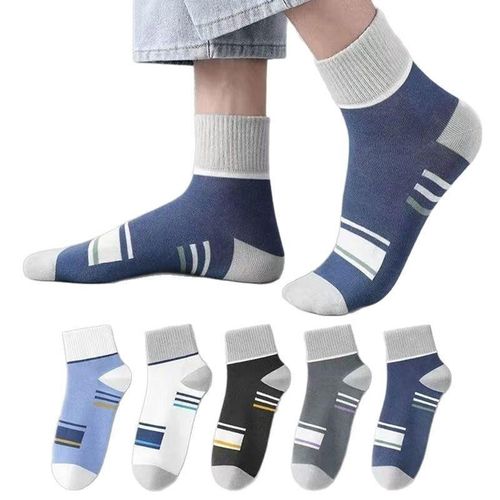 5 Pairs of Men's Cotton Casual Socks - Multicolor