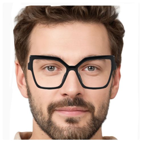 Unisex Black Oversized Tr90 Cat Eye Optical Eyeglasses