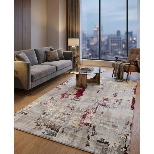 Geometric Chevron Faux Area Rug with Metallic Accents (5x7 Ft)