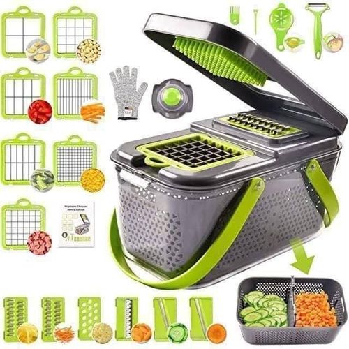 Multifunctional Food Chopper Vegetable Cutter Dicer with Colander