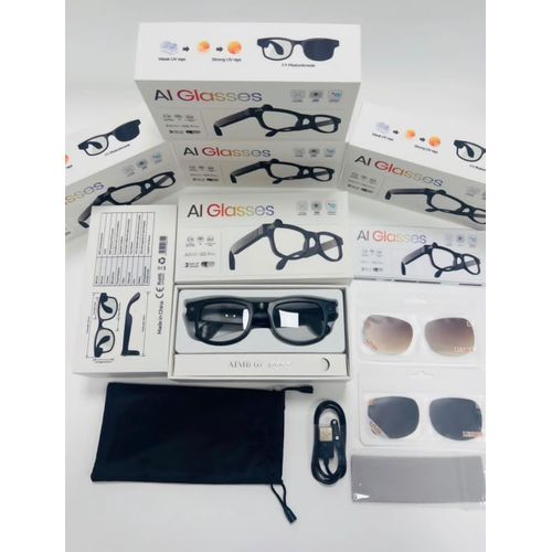 Genetic AIMB-G2 Pro AI Smart Glasses, 8MP Camera 1200p Video, AI Image Recognition, Translation, WIFI, 3 Sets of Lenses