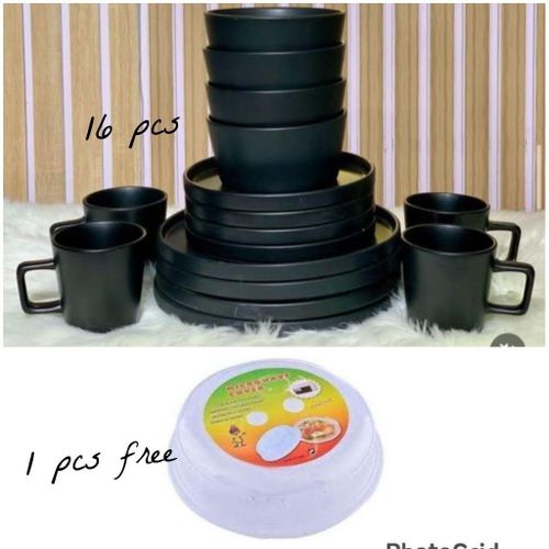Kitchenware Dinner set black 16 pcs PLUS FREE MICROWAVE COVER