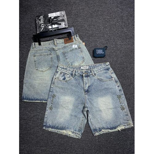 Distressed Denim Shorts Jeans - Gray