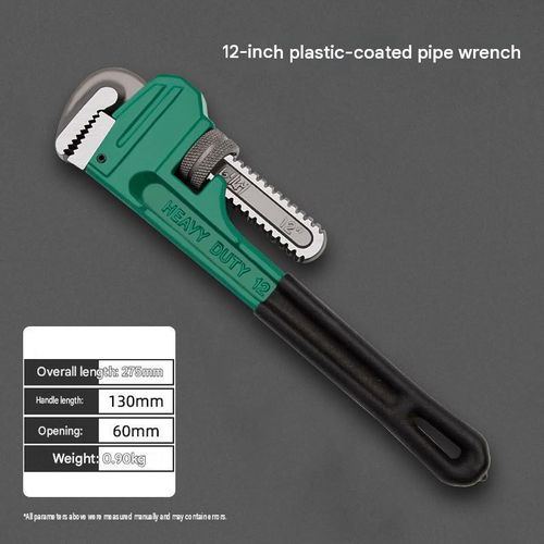 12-Inch Pipe Wrench, Socket Wrechch, Heavy Duty Pipe Wrench – Adjustable Plumbing Wrench with Serrated Jaws, Plastic-Coated Handle for Pipes, Nuts, Bolts & Fittings