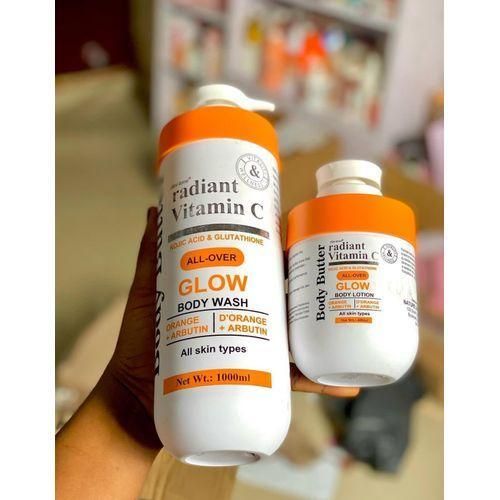 Body-butter radiant Vitamin C KOJIC ACID & GLUTATHIONE ALL-OVER GLOW BODY WASH AND LOTION ORANGE + ARBUTIN