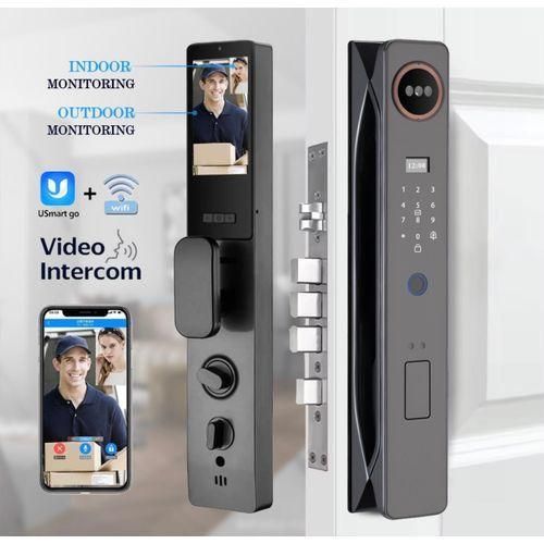3D Face Door Lock Smart 2 Cameras Temporary Password Monitoring Video Call Intercom Fingerprint Home Security Door Lock