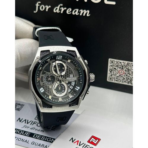 Highly Original Quality & Luxury Men's Japan Quartz Calenders/Week Display & Auto Date Black Silicon Rubber Wristwatch