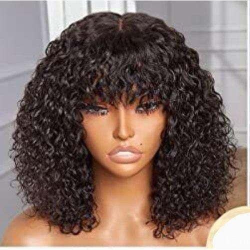Curly Fringe Wig With Closure Natural Color 10 inches