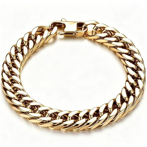Unisex Cuban Chain Stainless Steel Bracelet Gold