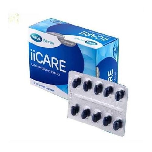 Iicare Capsules Lutein & Biliberry Extract -30 Softgels 'Eye Supplement NAFDAC REG NO:A7-1495L