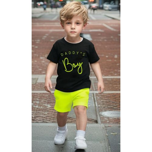 2 piece Black on lemon green short