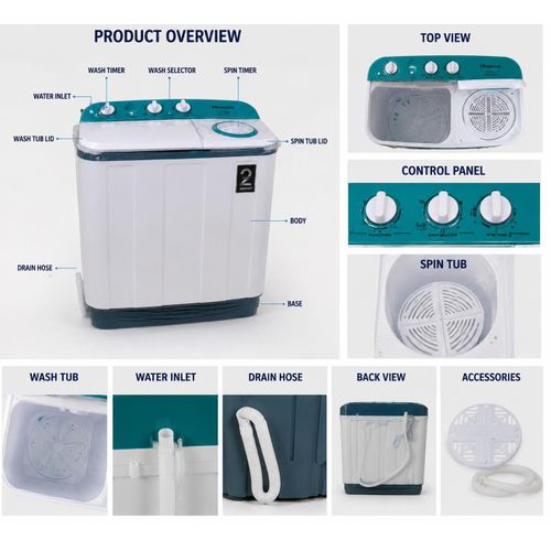 Twin Tub Semi-Automatic Washing Machine – Durable, Efficient & Easy to Use (5 Years Warranty)