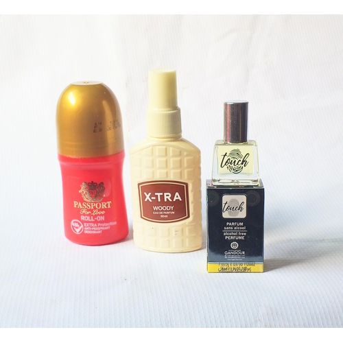 Perfume Special Combo 3 in 1 of Passport Roll On 50ml, Xtra Yellow Woody body Spray 50ml and Touch Yellow Oil Perfume 5ml (Unisex Daily Use), NAFDAC Number: Roll On: 02-8926, Spray: A2-102698, EDP: A2-102020