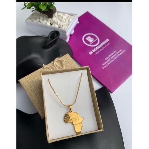 Cuban Link Chain With Map Pendant Gold