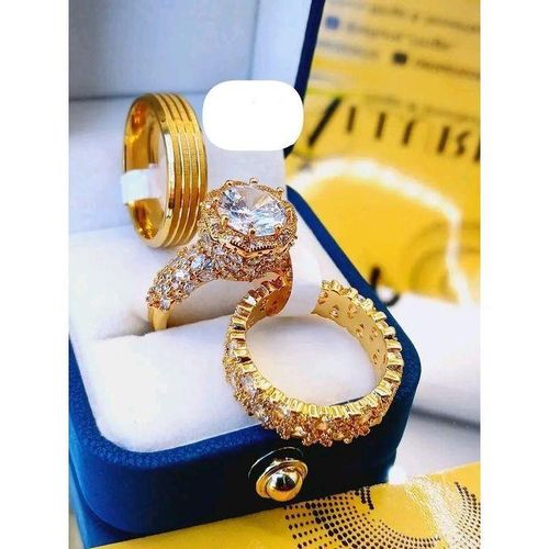 Pure Radiance Gold Wedding Ring Set (Non Fading)