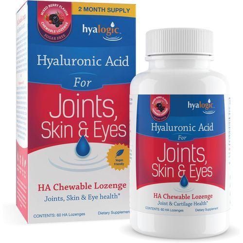 Hyaluronic Acid Chewable Lozenge - Chewable Tablets for Skin Care & Eyes – Vegan, Sugar-Free and Berry Favored Hyaluronic Acid Supplements (60 Count)