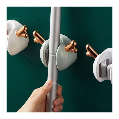 Cute Deer Antler Mop Hook, Self Adhesive Wall Mount Holder for Broom Cleaning Tools Storage