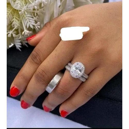 Eternal Shine Bridal Wedding Ring Set -Silver (Non Fading)