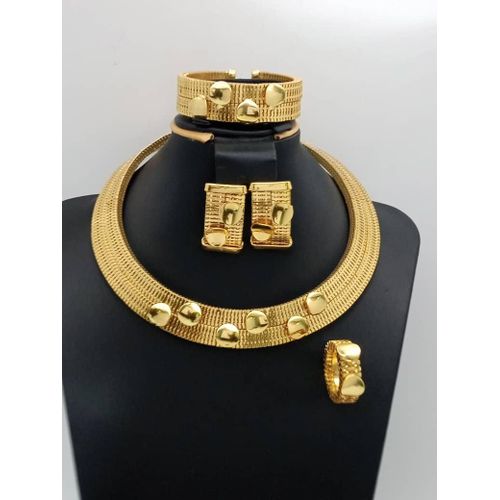 DUBAI PRESTIGE: 4-PIECE ICED-OUT GOLD ZIRCONIA SET