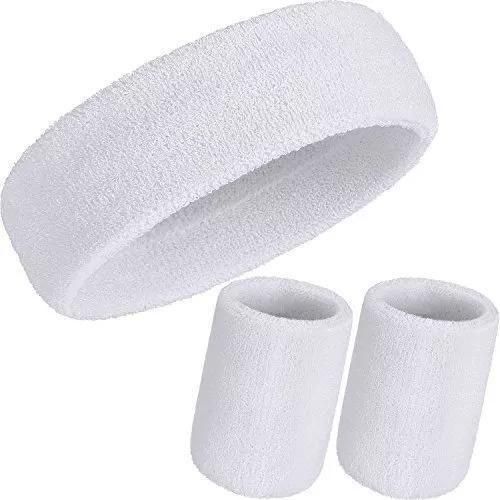 3pcs Sport Sweat Absorbent Headband For Man/Woman Basketball/Gym/hair Sweat Band Stretch white