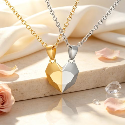 WIFINIT Valentine's Day Gift 2 IN 1 Love Couple Necklaces-Gold&Silver