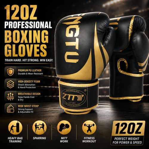 12oz PU leather boxing gloves, tear-resistant training gloves, suitable for professional boxers