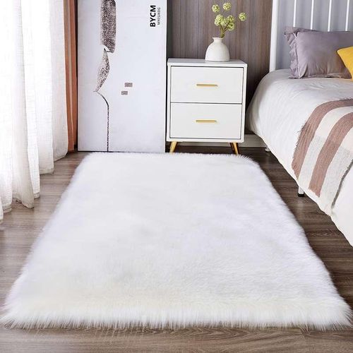 Premium Fluffy White Faux Fur Sheepskin Rug - Ultra Soft, Durable, Large Area Rug (80x150cm)