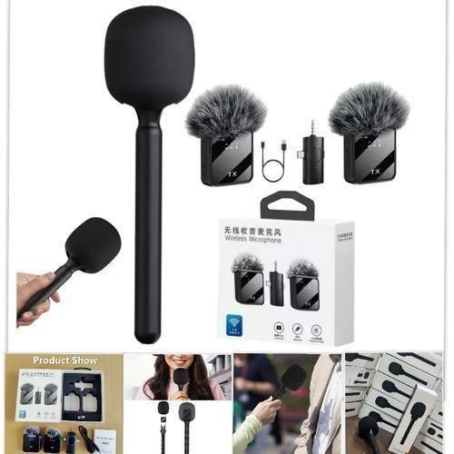 2Mic 3in1 Wireless f15/11 Mic & Handheld holder stick lapel microphone for phone, computer studio vlog video recording interview microphone Kit