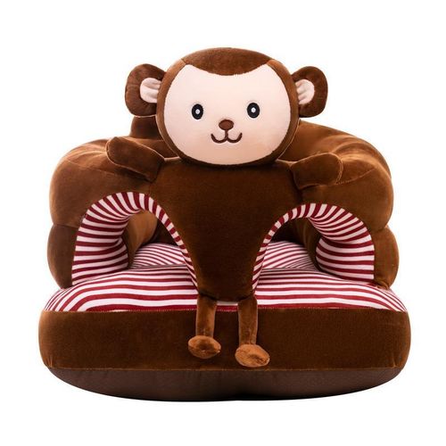 Baby Floor Chair with Backrest, Plush Cartoon Animal-Shaped Baby Sofa, Toddler Sitting Posture Training Chair, Portable Baby Activity Seat (Monkey Model)