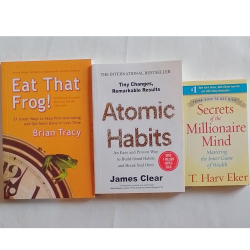 Atomic habits+ Secrets of Millionaire mind+Eat that frog