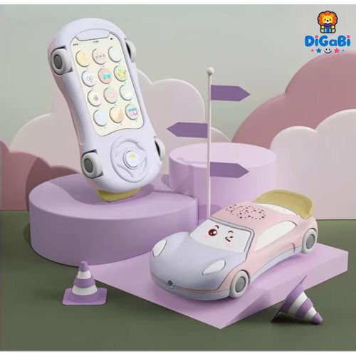 Baby Smart Early Education Story Machine Learning Device Infant Chewable Cartoon Car Phone Music Children's Toy, Purple