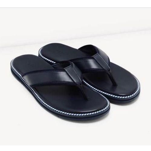 Men’s Pure Leather Cover PaMens Quality Leather Pam - Black Slippers Palmm