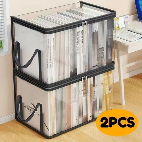 2pcs Transparent plastic storage box, foldable