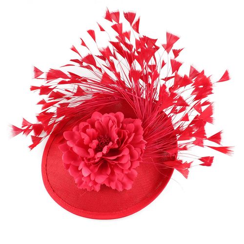 Exclusively Embellished RED Fascinator With Feathers