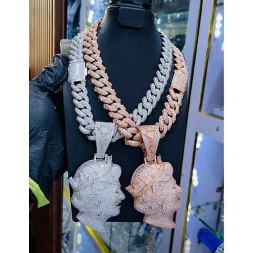 Men Crystal Iced Out Cuban Chain Necklace 50cm