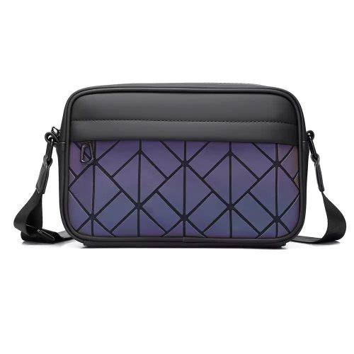 Geometric 3D Diamond Men's Crossbody Bag, Iridescent Luminous Messenger Bag, Waterproof Casual Single Shoulder Bag, Pattern Men Shoulder Bag High Quality PU Crossbody Bags For Men, Stylish Elegant Men Shoulder Bag, Crossbody Sling Bag