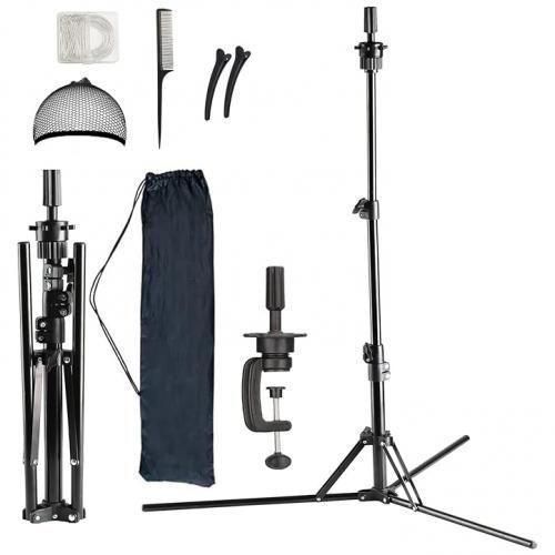 Mannequin Head Stand Wig Stand Tripod,Foldable Adjustable Wig Head Stand With Table Clamp