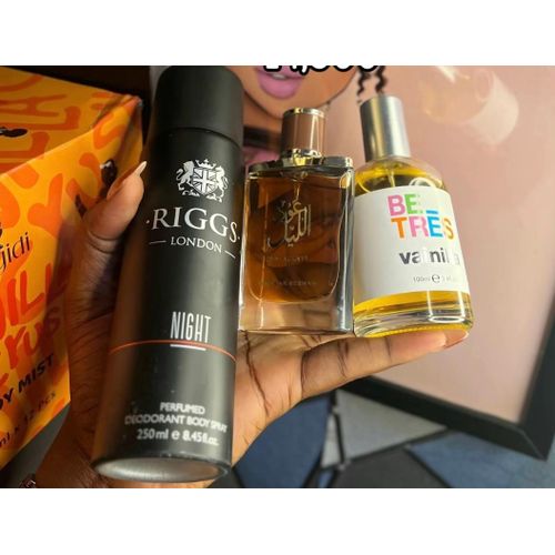 OUD AL LAYA 30ML AND BETRES VANILLA 100ml WITH RIGGS BODY SPRAY