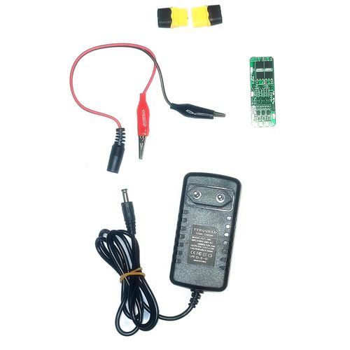3S 12.6V 20A Lithium Battery DIY Kit – BMS, 2A Charger, Charging Port & a pair xt60 connector for 18650, 21700 Li-ion Battery Pack