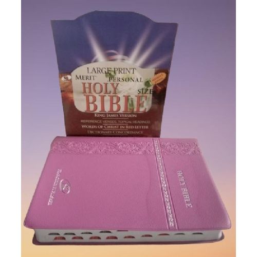 Holy Bible KJV Large Print Merit Personal Reference Edition,Thumb index Pink Leather Color