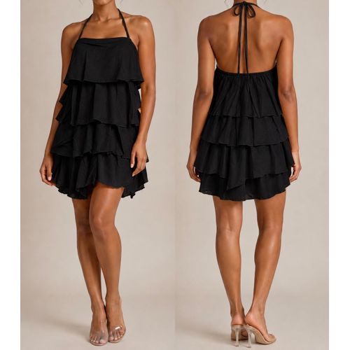 Black 4 layers stylish dress