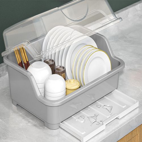 L Capacity Dish Drying Rack With Cover, Plastic Drainer