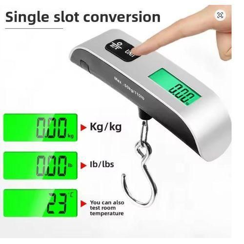 YWZX 10 lbs/50 kg Portable Digital Weighing Scale with LCD Display, Electronic Hanging Scale for Luggage, Suitcases, Travel - A Tool for Balancing Luggage Weight