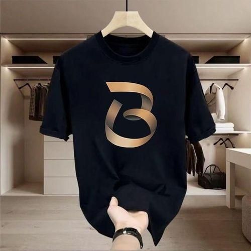 Luxury Gold Letter Graphic Round Neck T-Shirt