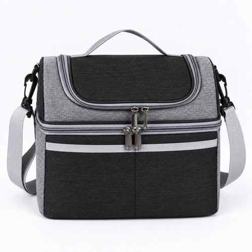 Insulated Double-Decker Lunch Bag with Dual Compartments