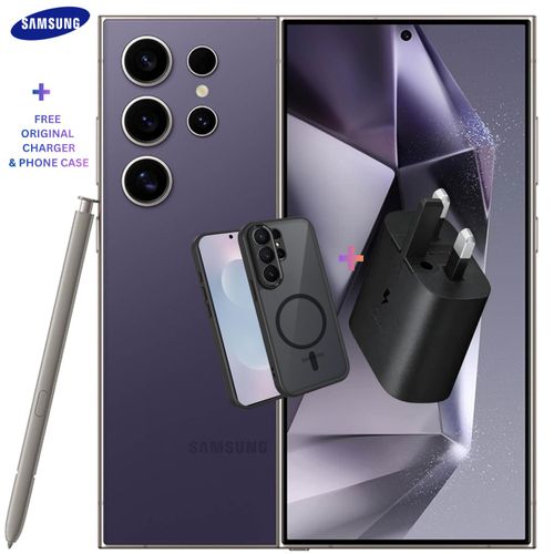 Galaxy S24 Ultra 5G, 512GB/256GB - 12GB AI Smartphone, 200MP, 100x Zoom Cameras, Fast Processor, Long Battery Life, Edge-to-Edge Display, S Pen - With Protective case & Charger Adapter