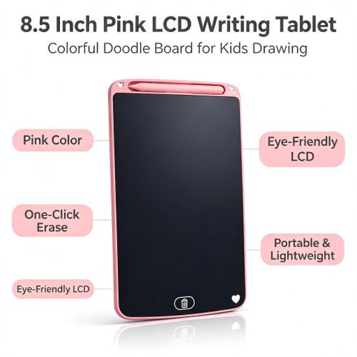 8.5 Inch LCD Kids Drawing Tablet,Color HighBright Screen,No Ink Dust,OneKey Erase,EyeFriendly Writing Pad