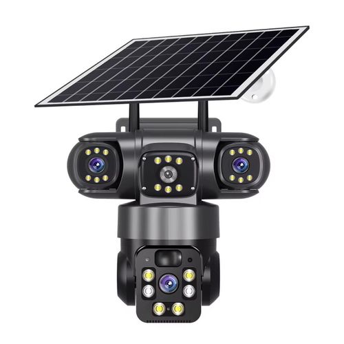 4g three triple 3 lens intelligent solar ptz camera, 9mp solar camera with auto track ultra hd