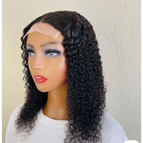 Water pissy curly hair wig with T frontal natural color 14 inches